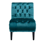 Velvet Armless Accent Chair with Wooden Legs and Thick Cushioned Seat