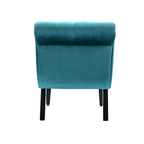Velvet Armless Accent Chair with Wooden Legs and Thick Cushioned Seat