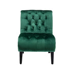 Velvet Armless Accent Chair with Wooden Legs and Thick Cushioned Seat