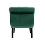 Velvet Armless Accent Chair with Wooden Legs and Thick Cushioned Seat