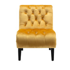 Velvet Armless Accent Chair with Wooden Legs and Thick Cushioned Seat