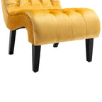 Velvet Armless Accent Chair with Wooden Legs and Thick Cushioned Seat