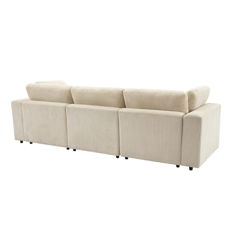 Elegant Corduroy 3 Seater Sofa with 5 Pillows