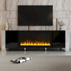 Black Modern 68.1 Fireplace TV Stand with 2 Large Cabinets for TVs Up to 78