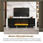 Black Modern 68.1 Fireplace TV Stand with 2 Large Cabinets for TVs Up to 78