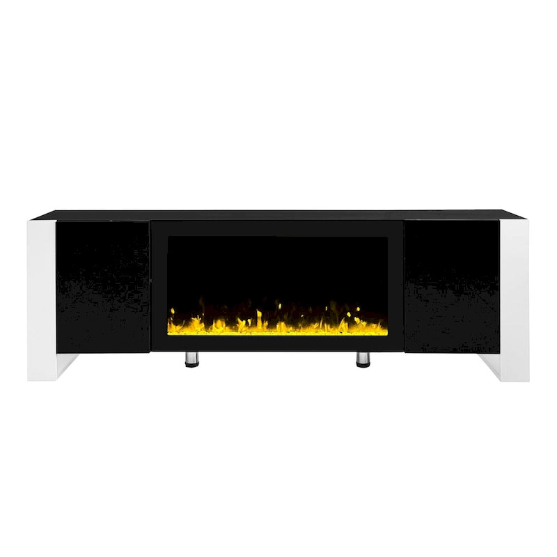 Black Modern 68.1 Fireplace TV Stand with 2 Large Cabinets for TVs Up to 78