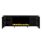 Black Modern 68.1 Fireplace TV Stand with 2 Large Cabinets for TVs Up to 78