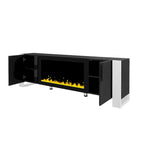 Black Modern 68.1 Fireplace TV Stand with 2 Large Cabinets for TVs Up to 78