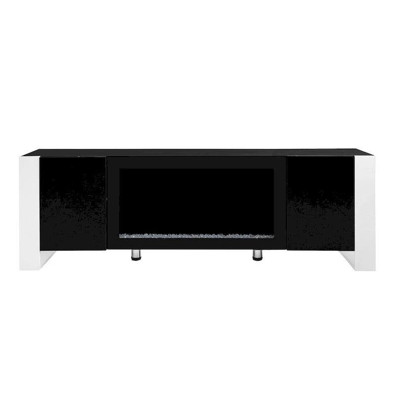 Black Modern 68.1 Fireplace TV Stand with 2 Large Cabinets for TVs Up to 78