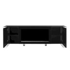Black Modern 68.1 Fireplace TV Stand with 2 Large Cabinets for TVs Up to 78