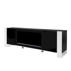 Black Modern 68.1 Fireplace TV Stand with 2 Large Cabinets for TVs Up to 78