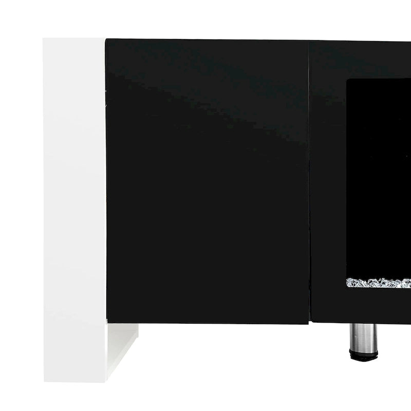 Black Modern 68.1 Fireplace TV Stand with 2 Large Cabinets for TVs Up to 78
