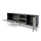Grey 71.1 TV Stand with Fold-Out Cabinet, Regular Cabinet, and 2 Shelves for TVs Up to 79