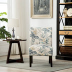 Blue Leaves 29.13 Upholstered Accent Chair with Wood Legs
