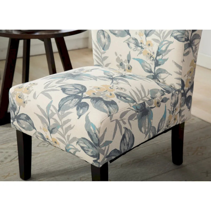 Blue Leaves 29.13 Upholstered Accent Chair with Wood Legs