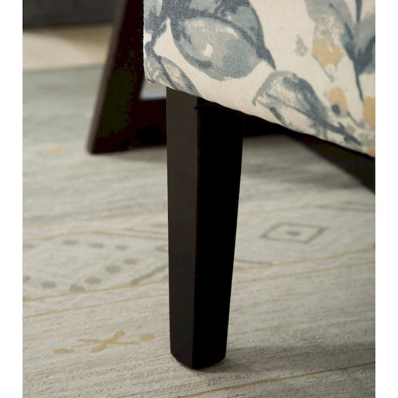 Blue Leaves 29.13 Upholstered Accent Chair with Wood Legs
