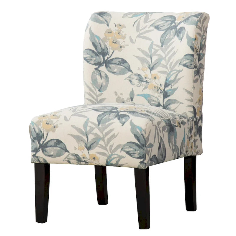 Blue Leaves 29.13 Upholstered Accent Chair with Wood Legs