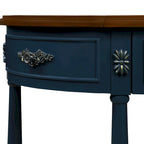 52 inch Circular Half Moon Sofa Table with Open Shelf and 2 Drawers