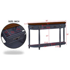 52 inch Circular Half Moon Sofa Table with Open Shelf and 2 Drawers