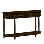 52 inch Circular Half Moon Sofa Table with Open Shelf and 2 Drawers