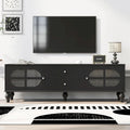 68.9 Modern TV Stand for TVs up to 75 Inches, Entertainment Center with Fluted Glass Doors for Living Room