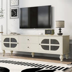 68.9 Modern TV Stand for TVs up to 75 Inches, Entertainment Center with Fluted Glass Doors for Living Room
