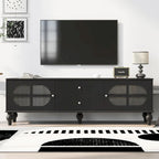 68.9 Modern TV Stand for TVs up to 75 Inches, Entertainment Center with Fluted Glass Doors for Living Room
