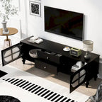 68.9 Modern TV Stand for TVs up to 75 Inches, Entertainment Center with Fluted Glass Doors for Living Room