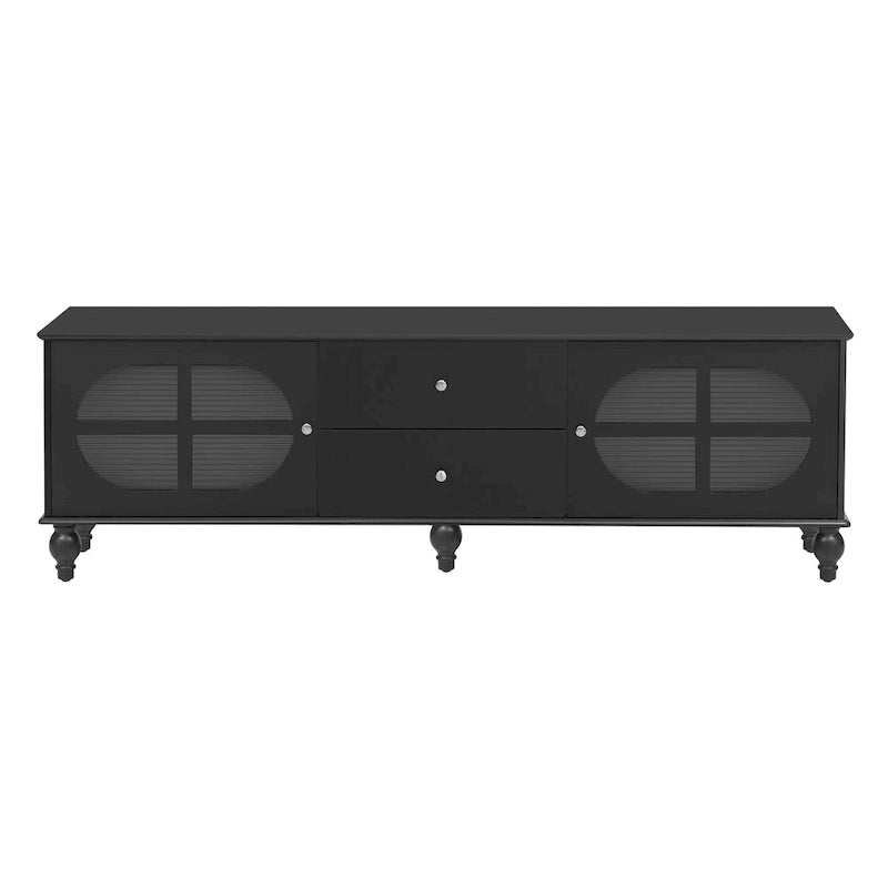 68.9 Modern TV Stand for TVs up to 75 Inches, Entertainment Center with Fluted Glass Doors for Living Room
