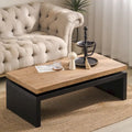 Black and Natural Wood Living Room Table Versatile Coffee Table 2-Tiered Wood Tabletop Table