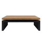 Black and Natural Wood Living Room Table Versatile Coffee Table 2-Tiered Wood Tabletop Table