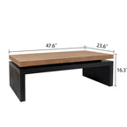 Black and Natural Wood Living Room Table Versatile Coffee Table 2-Tiered Wood Tabletop Table