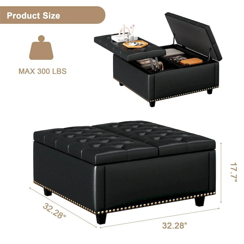 Modern Storage Coffee Table with Storage Doors for Living Room
