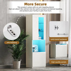 High Gloss Storage Cabinet with LED Lights,67 Tall Cabinet with Acrylic Door,with Open Countertop and Tempered Glass Shelves