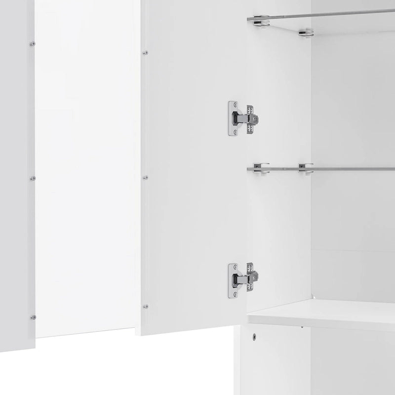 High Gloss Storage Cabinet with LED Lights,67 Tall Cabinet with Acrylic Door,with Open Countertop and Tempered Glass Shelves