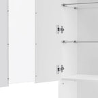 High Gloss Storage Cabinet with LED Lights,67 Tall Cabinet with Acrylic Door,with Open Countertop and Tempered Glass Shelves