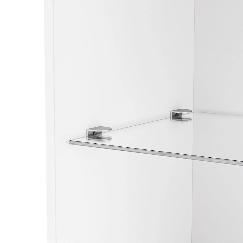 High Gloss Storage Cabinet with LED Lights,67 Tall Cabinet with Acrylic Door,with Open Countertop and Tempered Glass Shelves