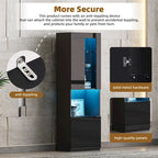 High Gloss Storage Cabinet with LED Lights,67 Tall Cabinet with Acrylic Door,with Open Countertop and Tempered Glass Shelves