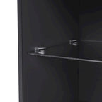 High Gloss Storage Cabinet with LED Lights,67 Tall Cabinet with Acrylic Door,with Open Countertop and Tempered Glass Shelves