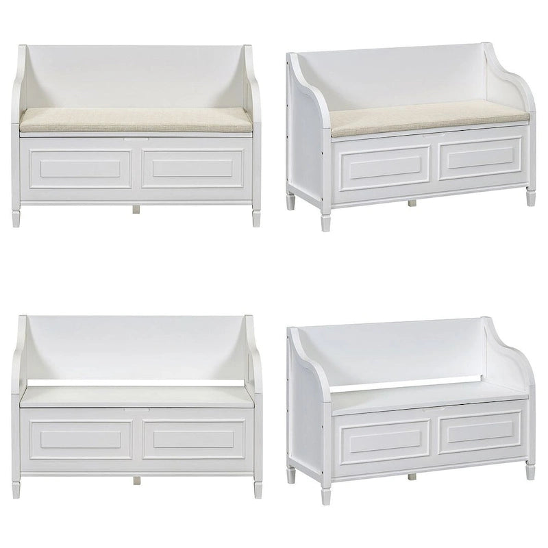 Farmhouse Solid Wood Multi-Purpose Upholstered Storage Bench