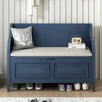 Farmhouse Solid Wood Multi-Purpose Upholstered Storage Bench
