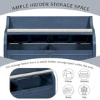 Farmhouse Solid Wood Multi-Purpose Upholstered Storage Bench