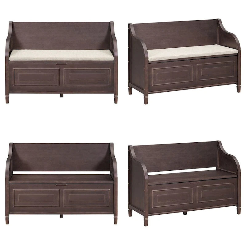 Farmhouse Solid Wood Multi-Purpose Upholstered Storage Bench