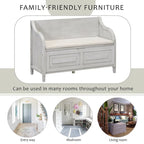 Farmhouse Solid Wood Multi-Purpose Upholstered Storage Bench