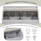 Farmhouse Solid Wood Multi-Purpose Upholstered Storage Bench