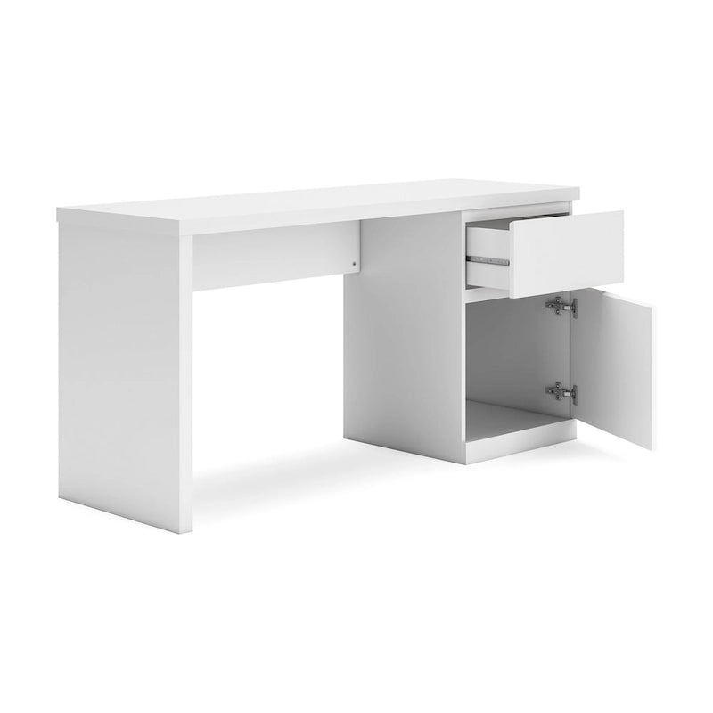 Onira Home Office Desk, 60 Inch Rectangular Top w Drawer, White Wood