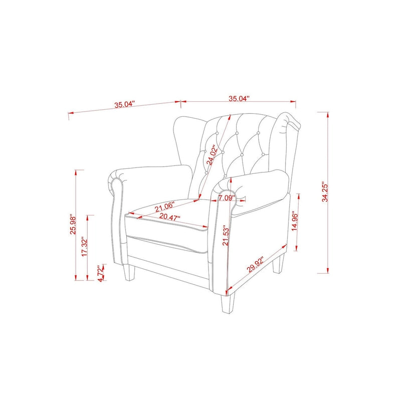 Modern Tufted Push Back Tufted Recliner Armchair