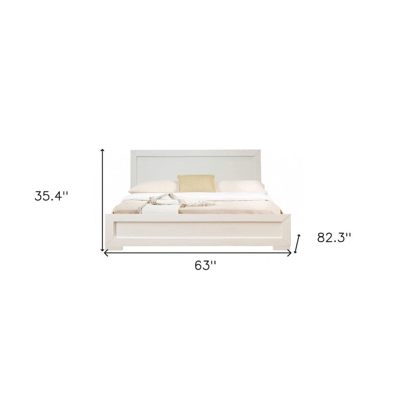 HomeRoots White Solid and Manufactured Wood Queen Bed Frame