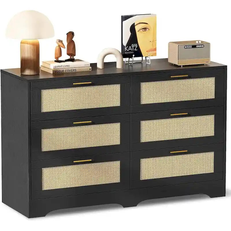 6 Drawers Rattan Dresser