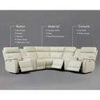 Genuine Leather Power Recliner Sectional Sofa with Ajustable Headrest, Power Lumbar, USB&USB-C Port